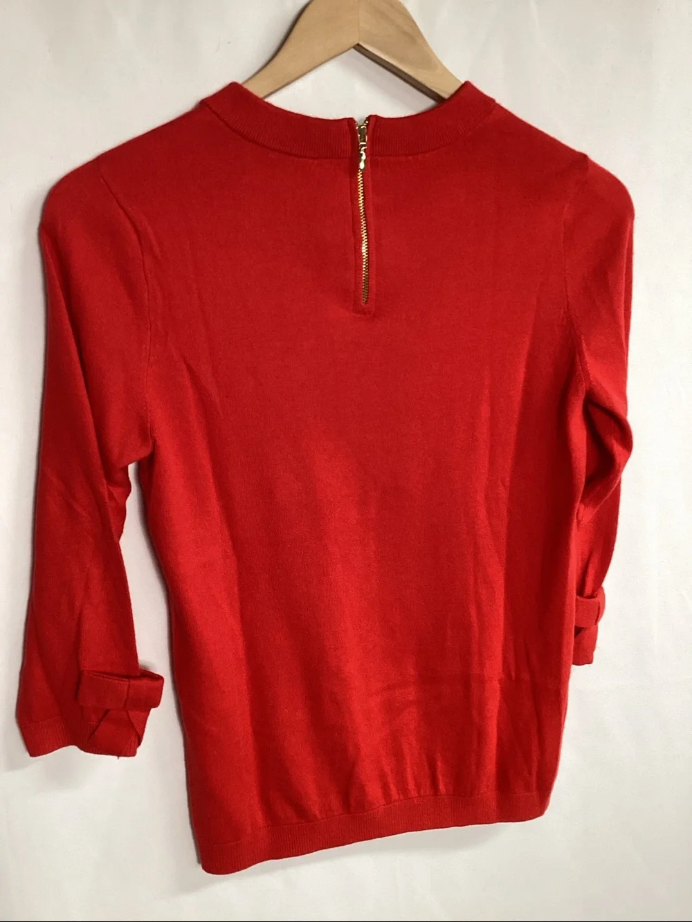 KATE SPADE Red Bow Sleeve Crewneck Sweater Size Small